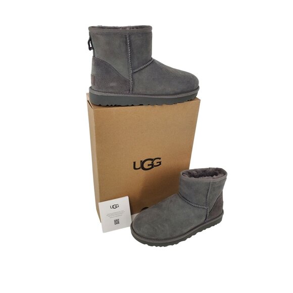 UGG Boots 7 Classic Mini II Genuine Fur Sheepskin Suede Winter Snow Shoes Gray - Picture 4 of 16